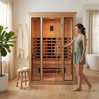 Infrared Sauna Cabin Designed for Home Wellness, Dual Glass Front, Full-Body Heating Panels, 5-Year Warranty — product view 2
