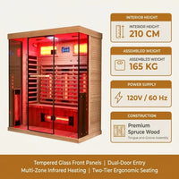 Infrared Sauna Cabin Designed for Home Wellness, Dual Glass Front, Full-Body Heating Panels, 5-Year Warranty — product view 6
