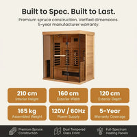 Infrared Sauna Cabin Designed for Home Wellness, Dual Glass Front, Full-Body Heating Panels, 5-Year Warranty — Results & Stats